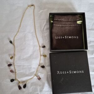 Ross-Simons Gold Necklace with Multicolor Gemstone Drops